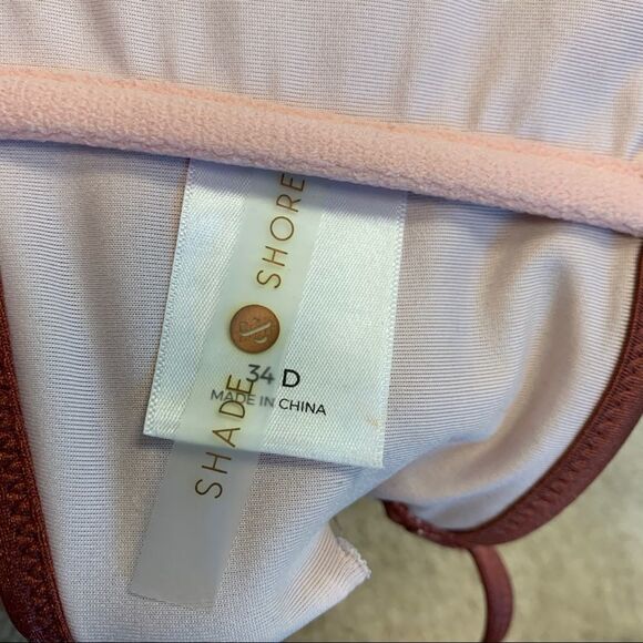 SHADE & Shore Rust Brown bronze deep V bikini top Sz 34D - Picture 6 of 7